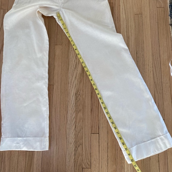 J.Crew Old Money Quiet Luxury Herringbone Linen Cream Cuffed Wide Leg Trousers 6 - Picture 5 of 7